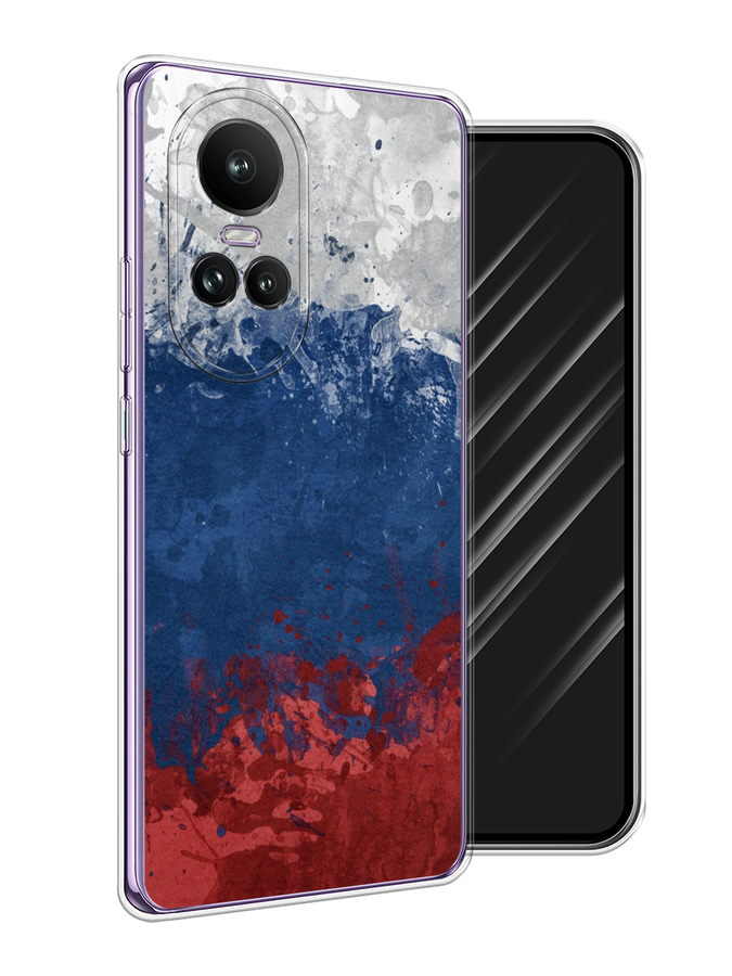 

Чехол Awog на Oppo Reno 10 Global "Флаг России неровный", Белый;синий;красный, 2514850-1