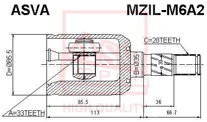 

Шрус ASVA MZILM6A2