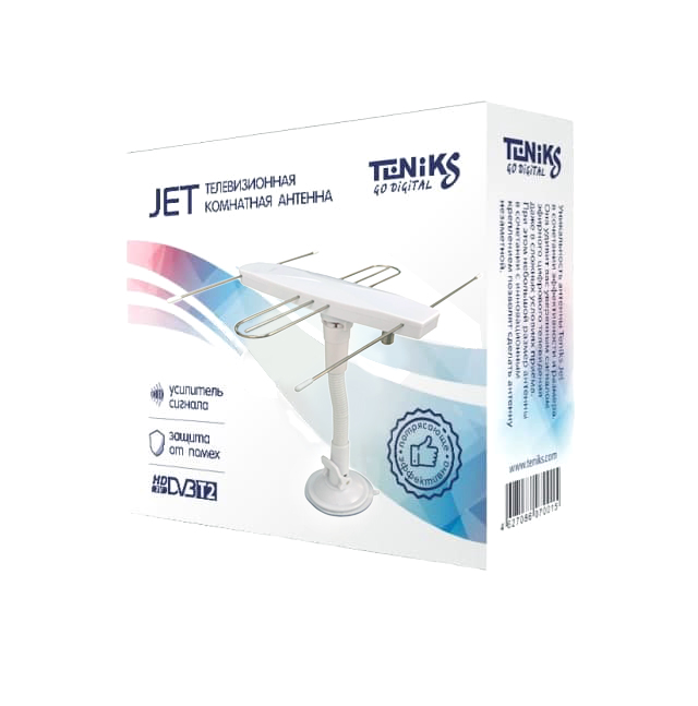 

Антенна комнатная DVB-T2 Teniks JET белая, JET