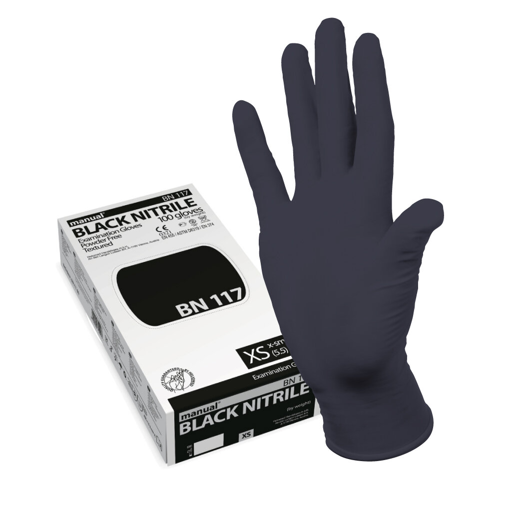 Перчатки нитриловые Manual BN117 черные XL 100 шт.