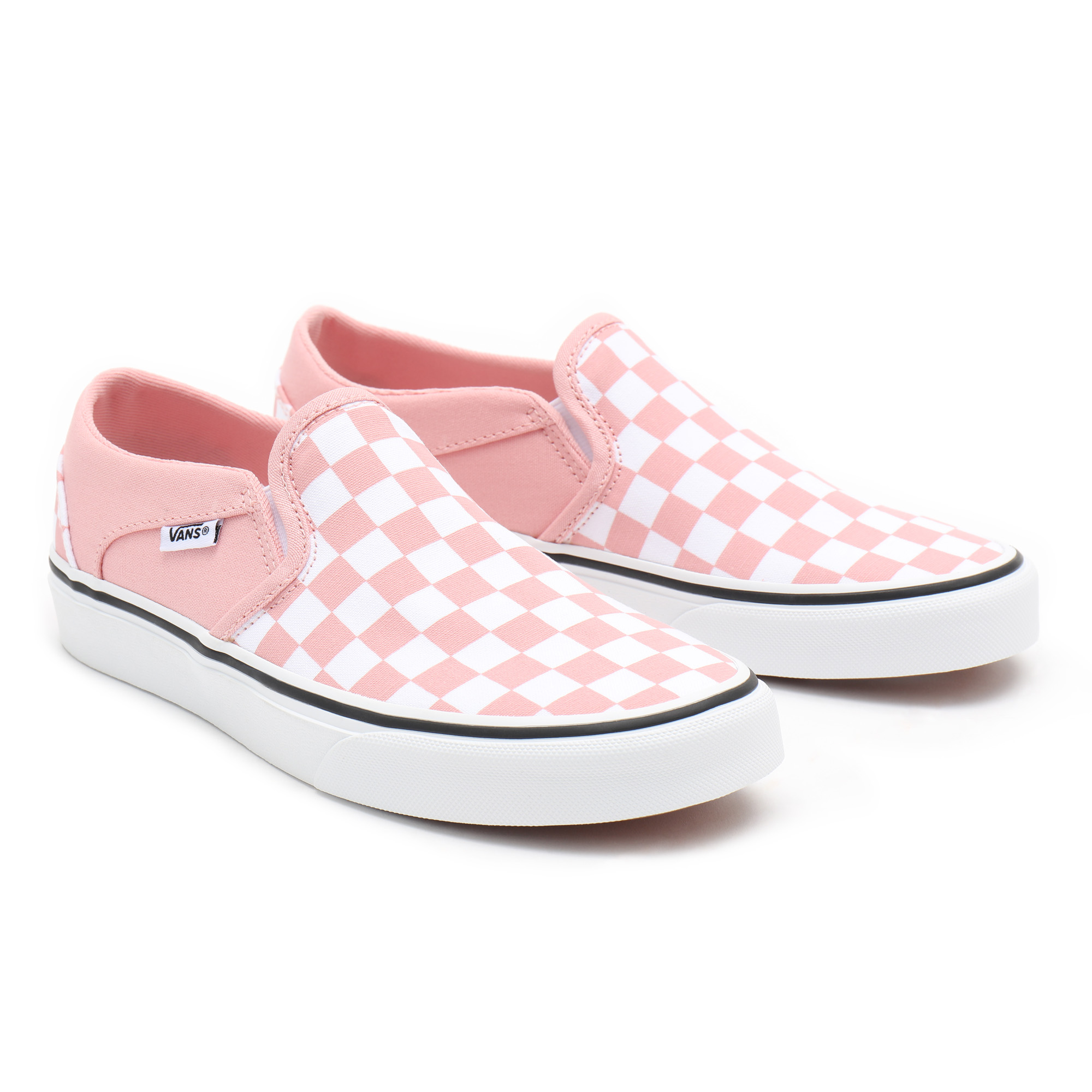 фото Слипоны женские vans wm asher (checkerboard) розовые 5.5 us