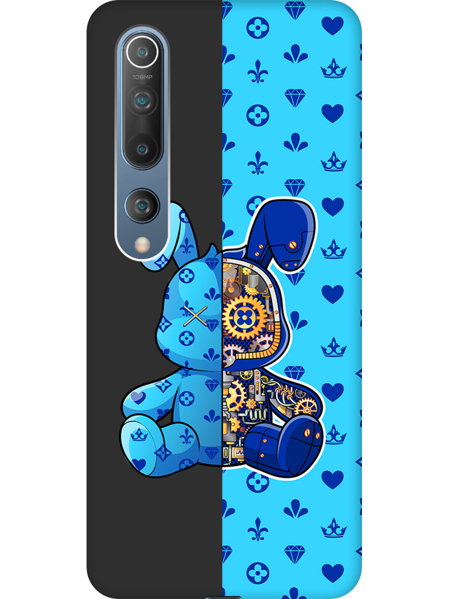 

Силиконовый чехол на Xiaomi Mi 10 с принтом "Голубой Кролик с механизмом" матовый черный, 722821171