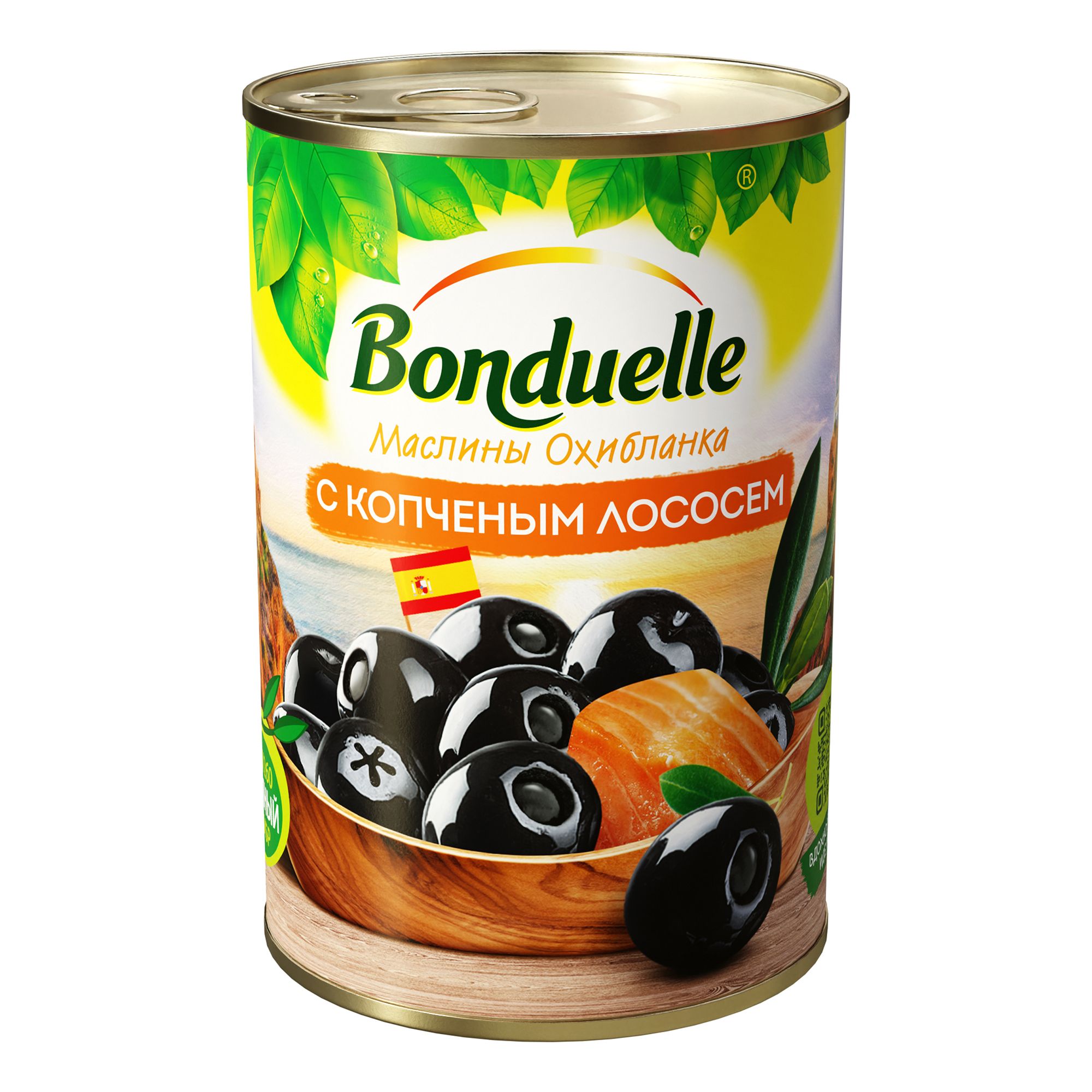 

Маслины Bonduelle Охибланка черные крупные с копченым лососем без косточек 300 г