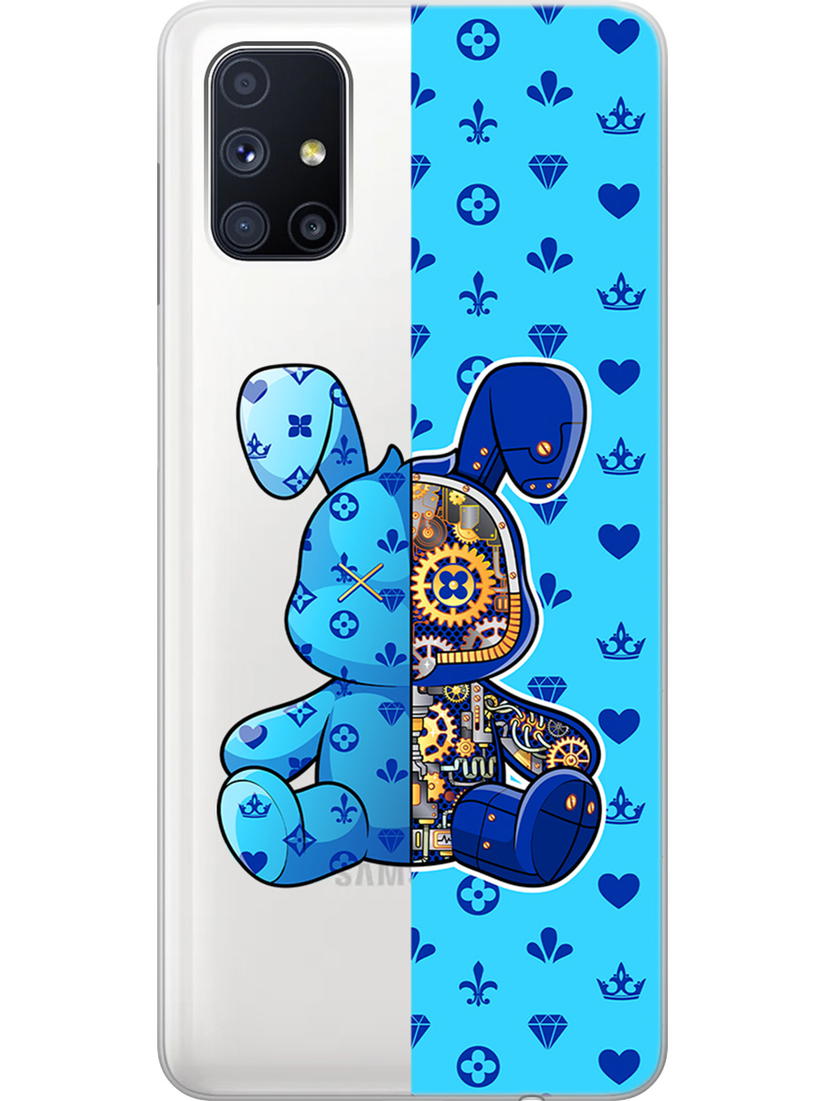 

Силиконовый чехол на Samsung Galaxy M51 с принтом "Голубой Кролик с механизмом", Прозрачный;голубой;синий, 723412571
