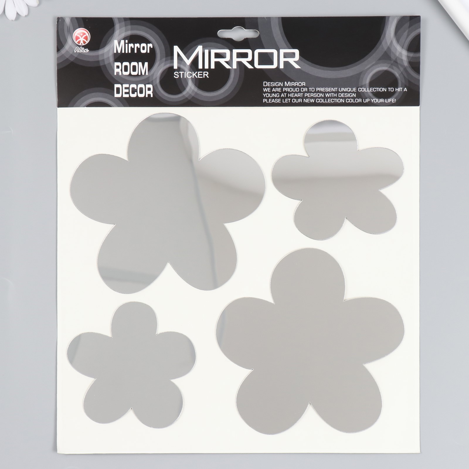 

Наклейка Mirror, Цветочки, интерьерная, Серебристый