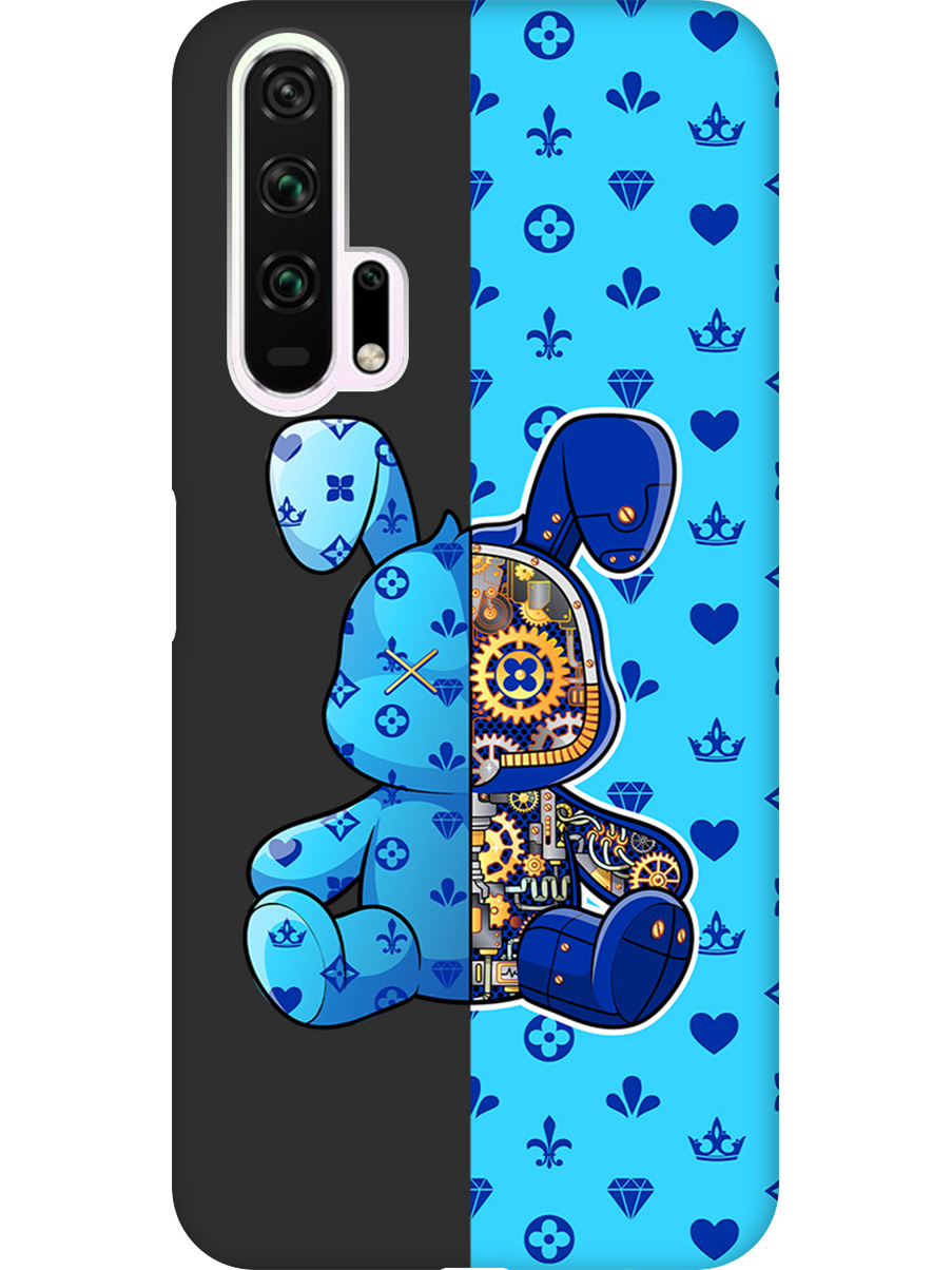 

Силиконовый чехол на Honor 20 Pro с принтом "Голубой Кролик с механизмом" матовый черный, Черный;голубой;синий, 721700771