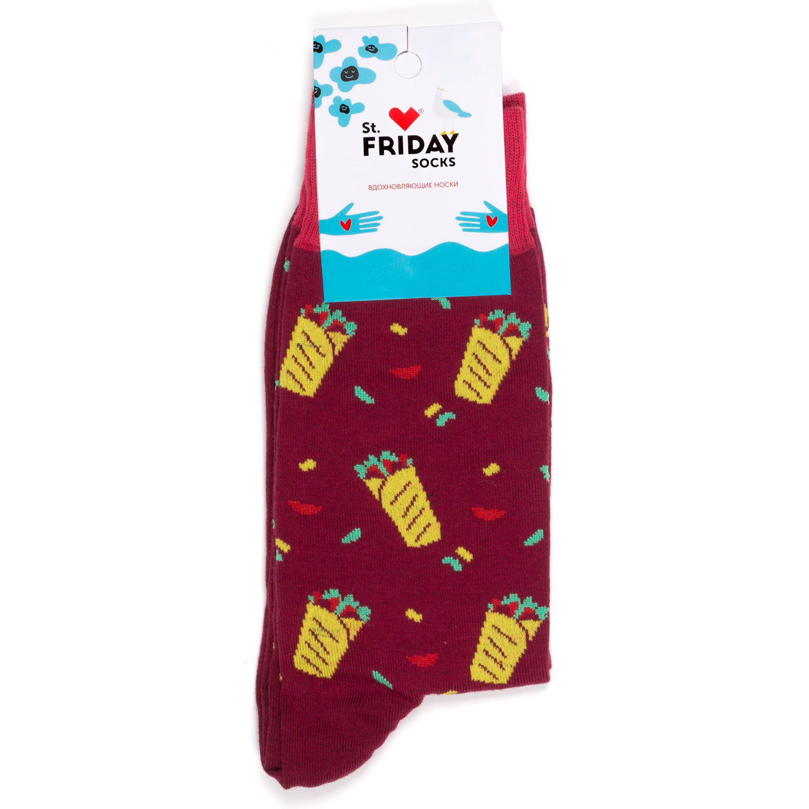 

Носки унисекс St. Friday Socks Шаурма бордовые 34-37, Бордовый, Шаурма