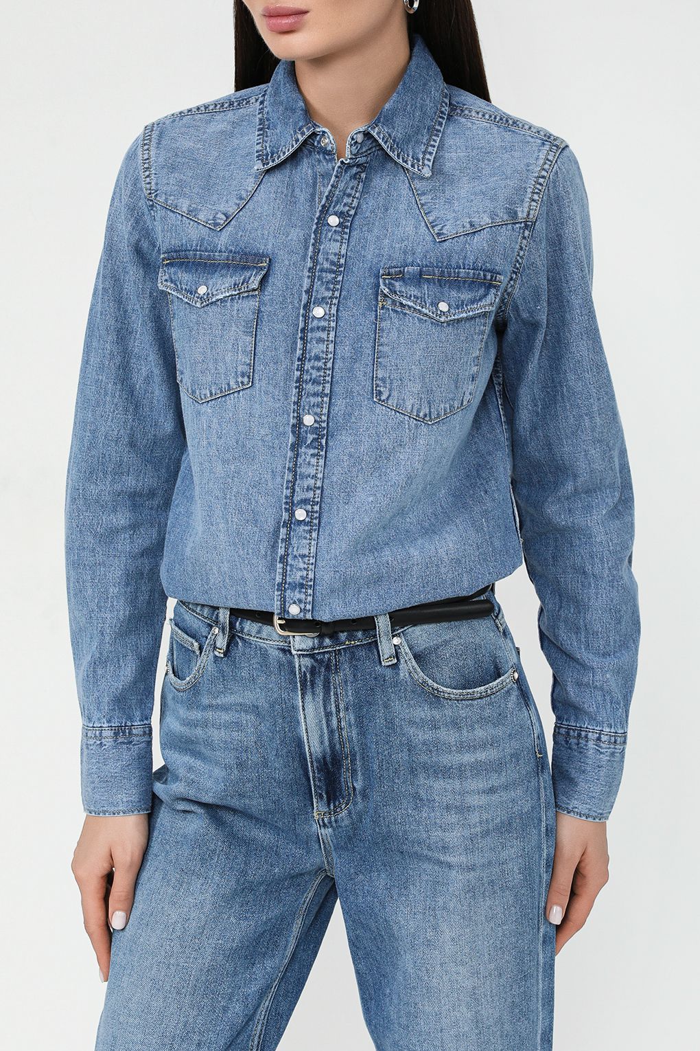 

Рубашка женская Piombo 1974776 синяя M, Синий, 1974776