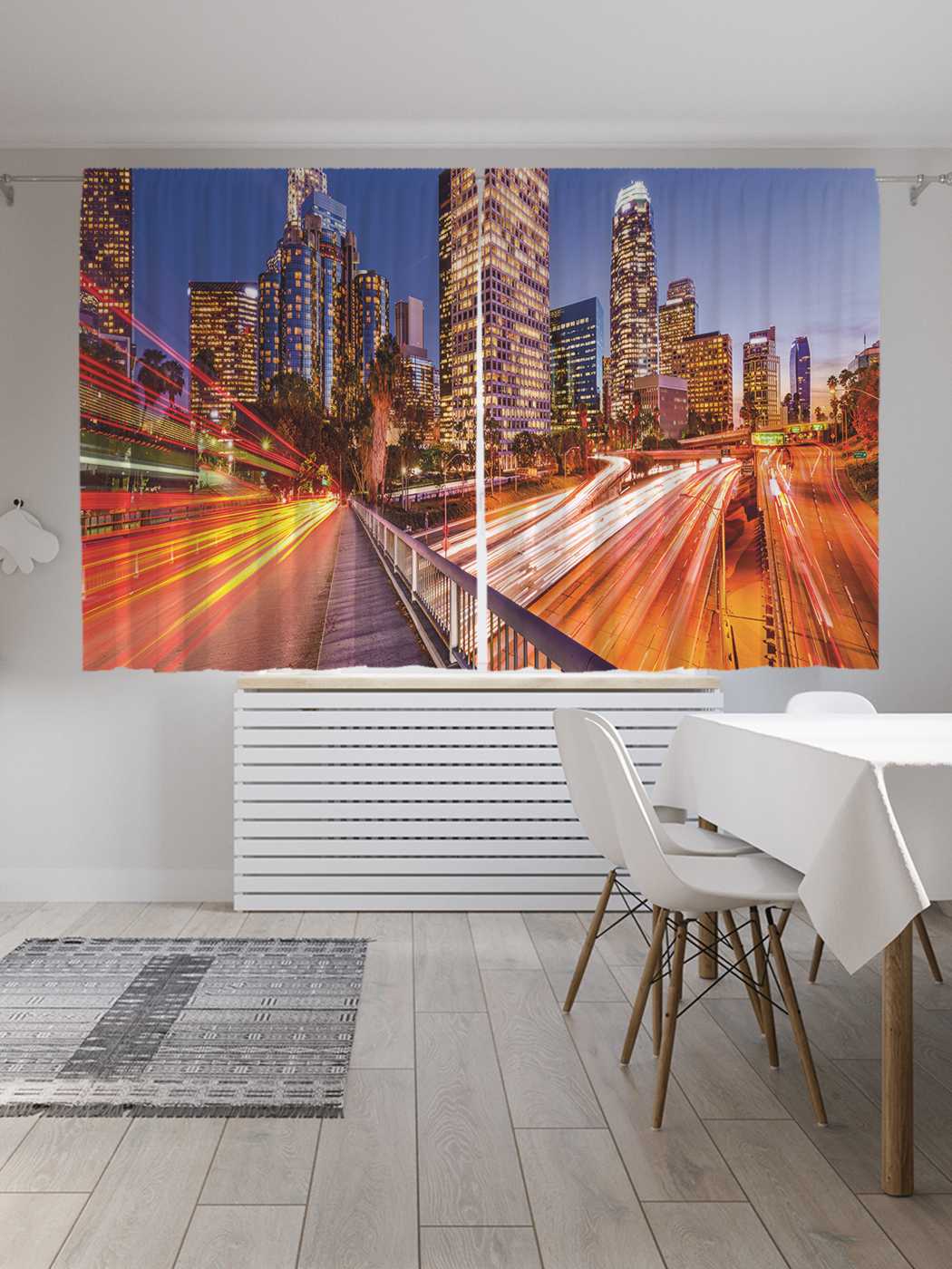 фото Классические шторы joyarty "огни на городской трассе", oxford delux, 2 полотна 145x180 см