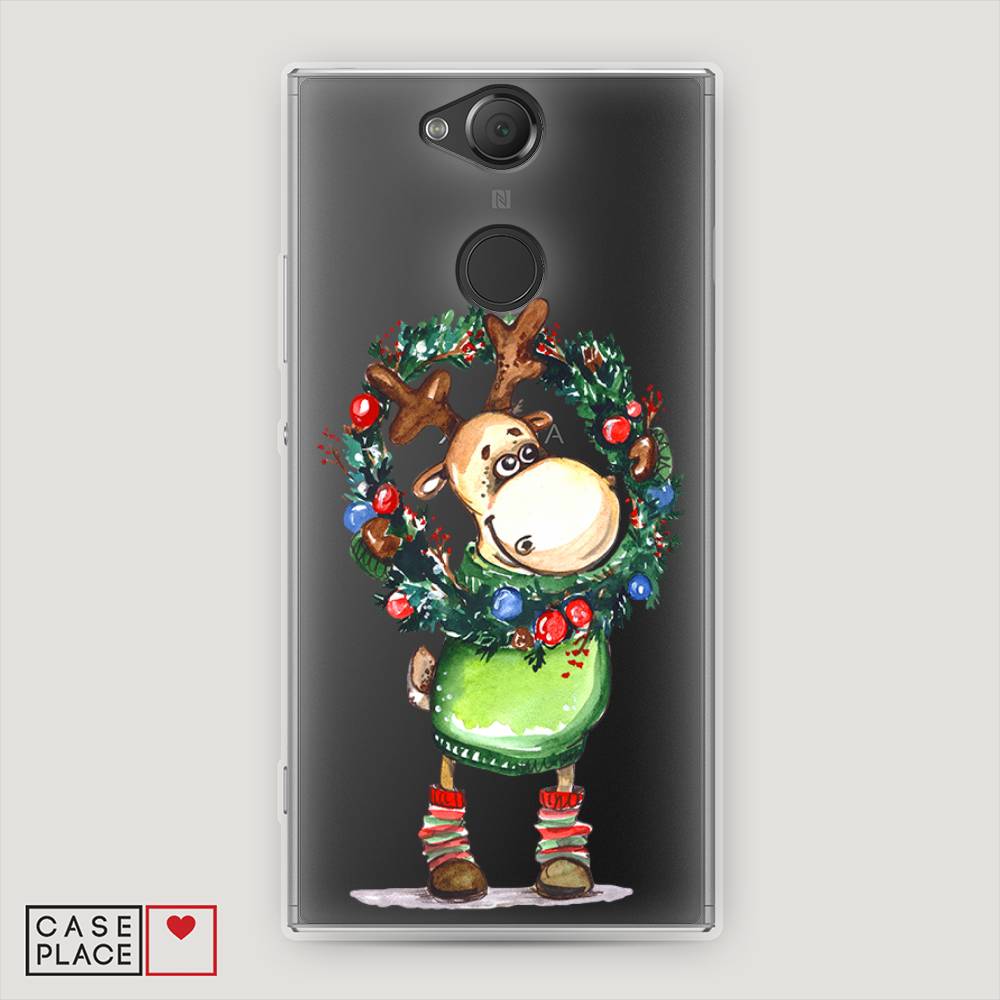 

Чехол на Sony Xperia XA2 "Олень с новогодним венком", 53150-4