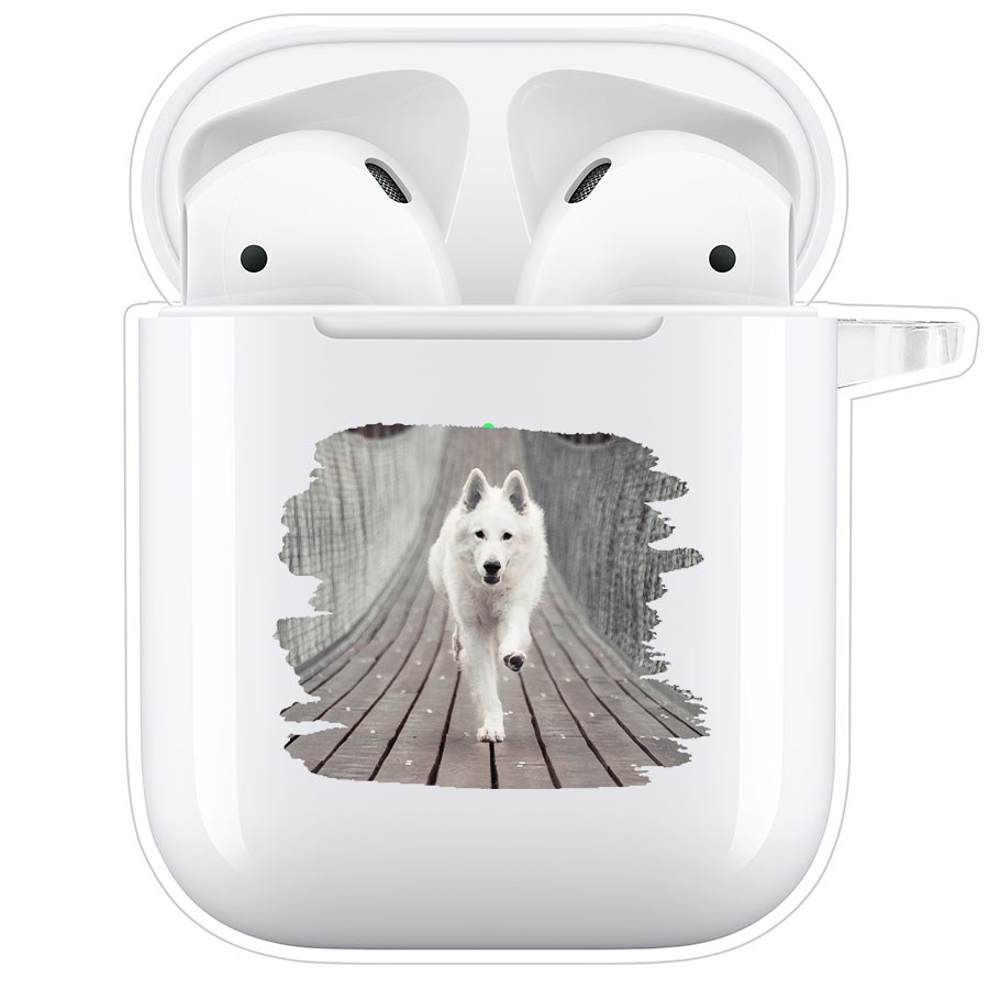 фото Чехол krutoff clear case для airpods 1 пес на мосту