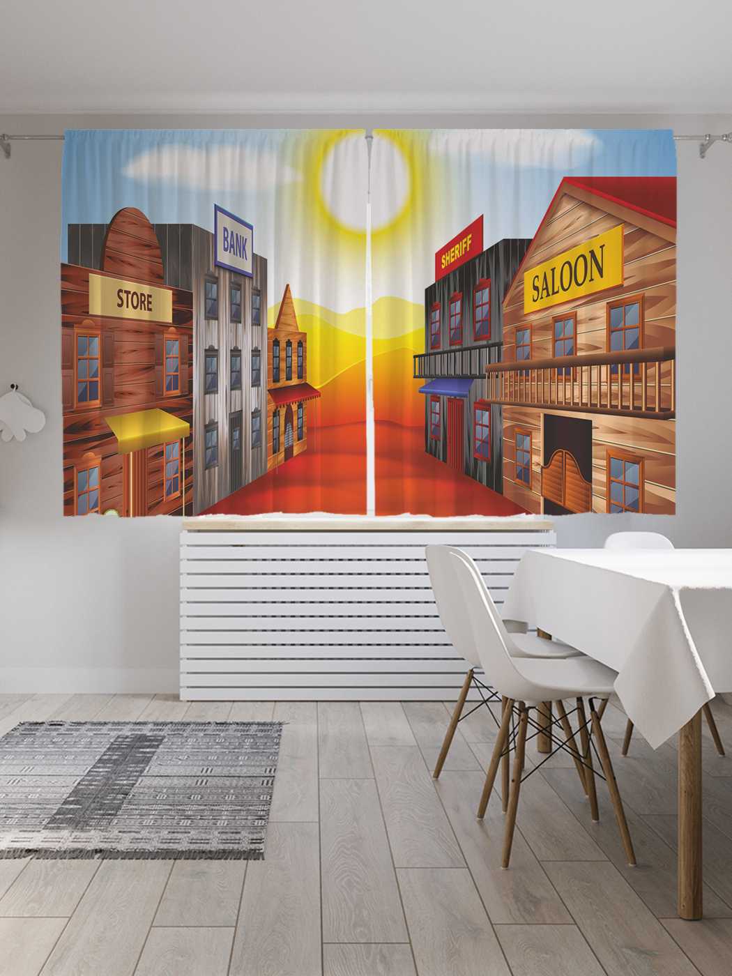 

Классические шторы JoyArty "Улочка Дикого Запада", Oxford DeLux, 2 полотна 145x180 см, Улочка Дикого Запада