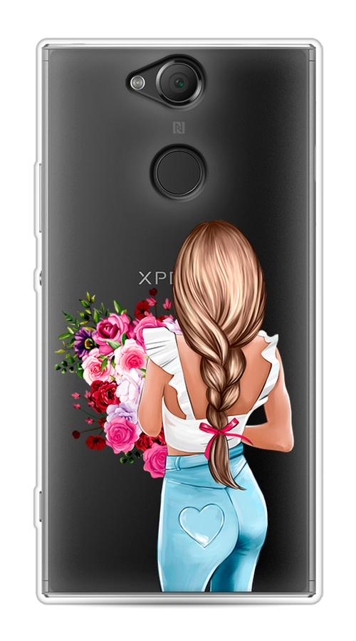 

Чехол на Sony Xperia XA2 "Девушка с цветами", Коричневый;розовый;голубой, 53150-6
