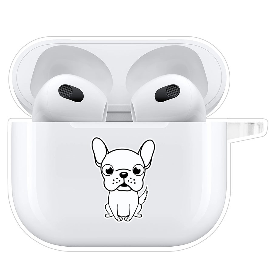 фото Чехол krutoff clear case для airpods 3 черно-белый щенок