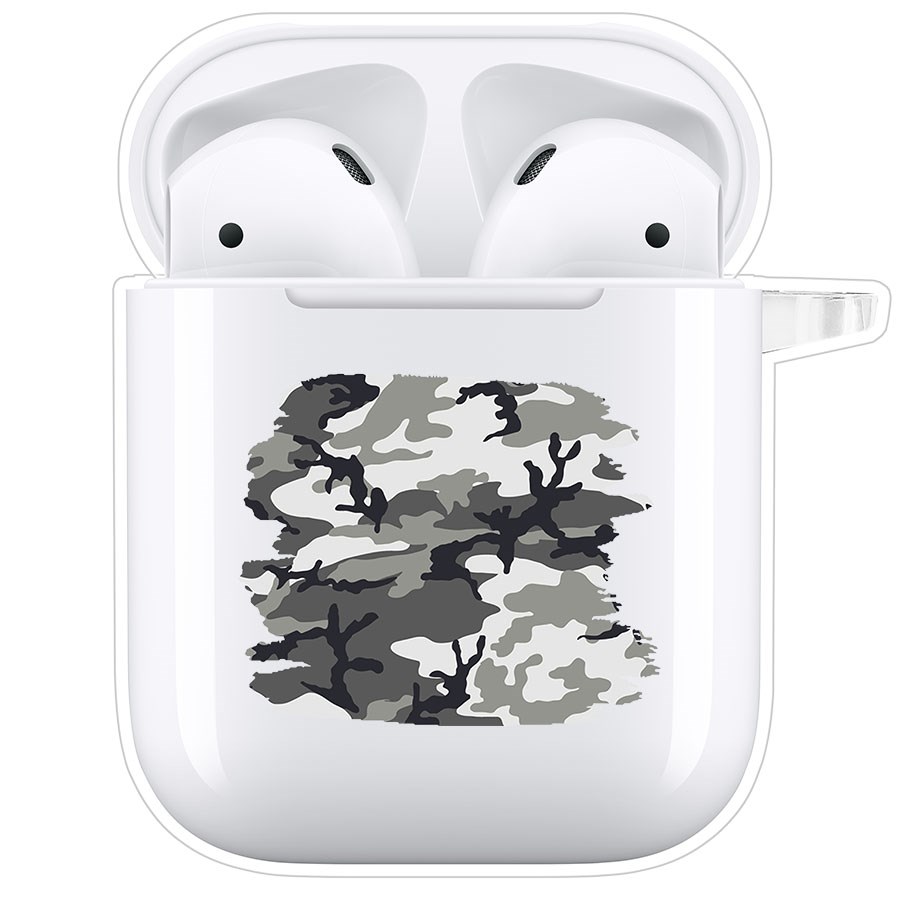 фото Чехол krutoff clear case для airpods 1 камуфляж серый