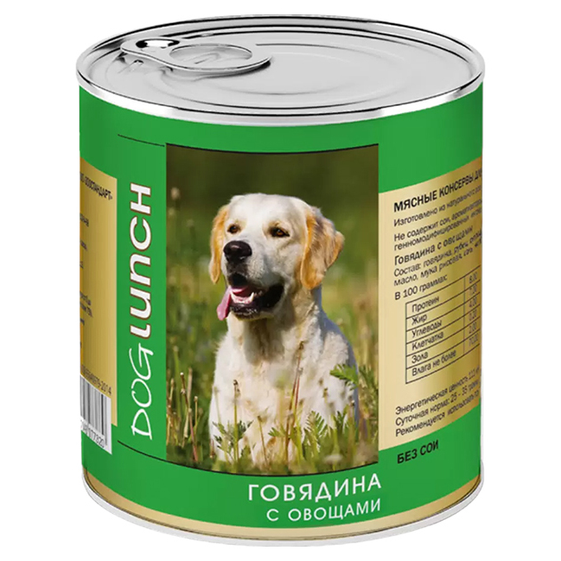 Консервы для собак Dog Lunch говядина с овощами 750г 411₽