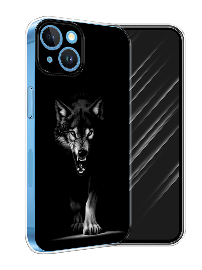 

Чехол Awog на Apple iPhone 15 "Волк выходит из ночи", Серый;черный;белый, 15550-1