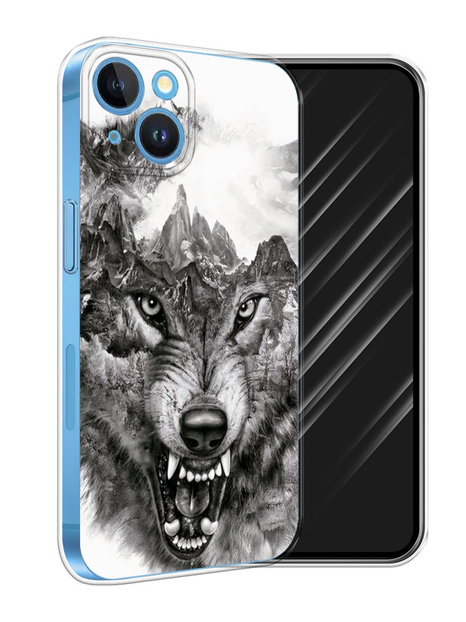 

Чехол Awog на Apple iPhone 15 "Волк в горах", Серый;белый;бежевый, 15550-1