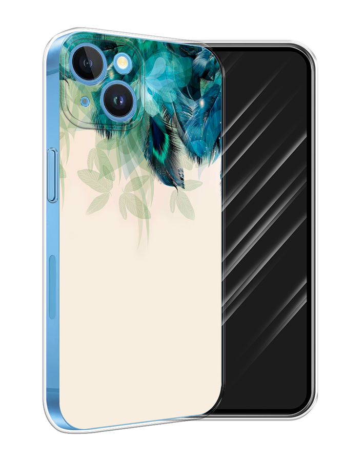 

Чехол Awog на Apple iPhone 15 "Перья голубого цвета", Бежевый;синий;бирюзовый, 15550-1