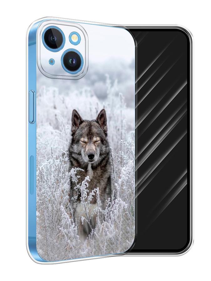 

Чехол Awog на Apple iPhone 15 "Волк в поле", Белый;черный, 15550-1