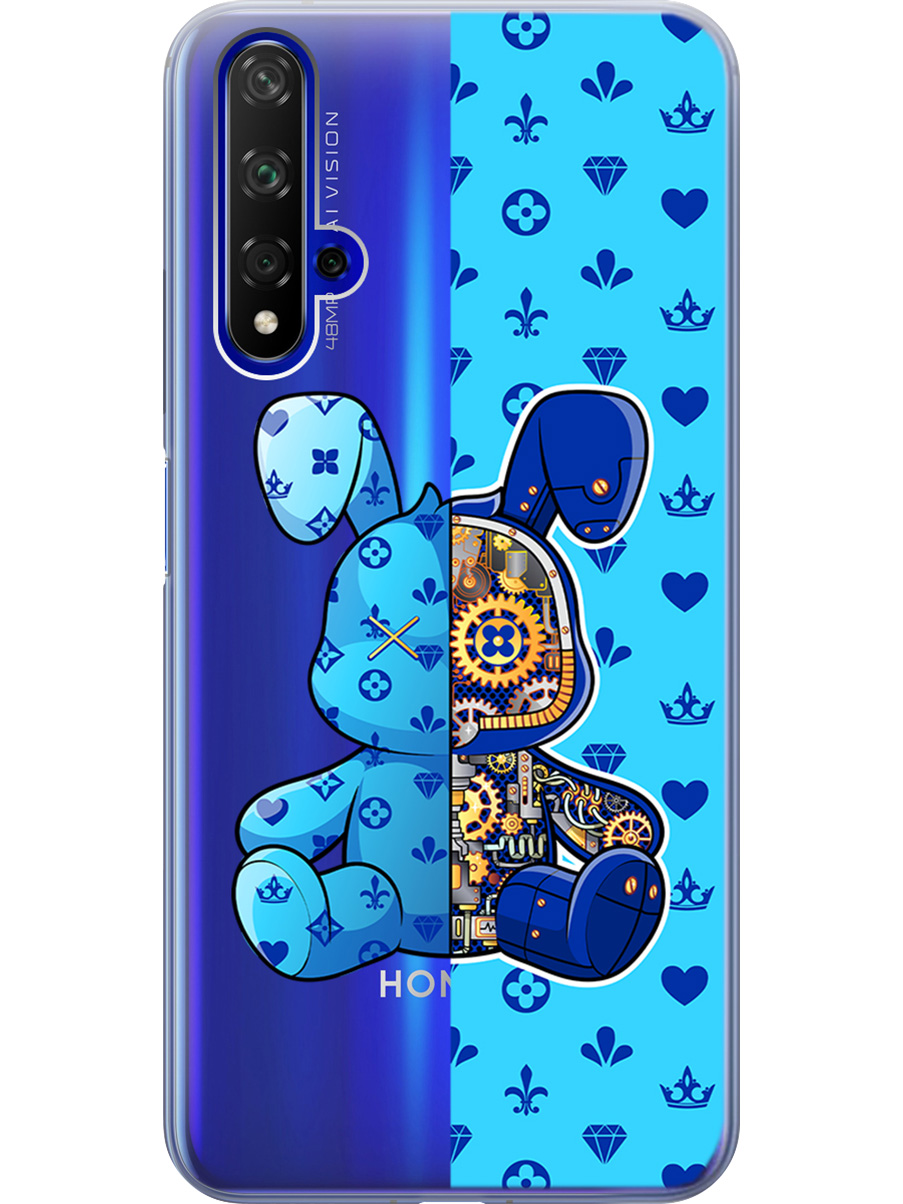 

Силиконовый чехол на Honor 20, Huawei Nova 5T с принтом "Голубой Кролик с механизмом", Прозрачный;голубой;синий, 721508971