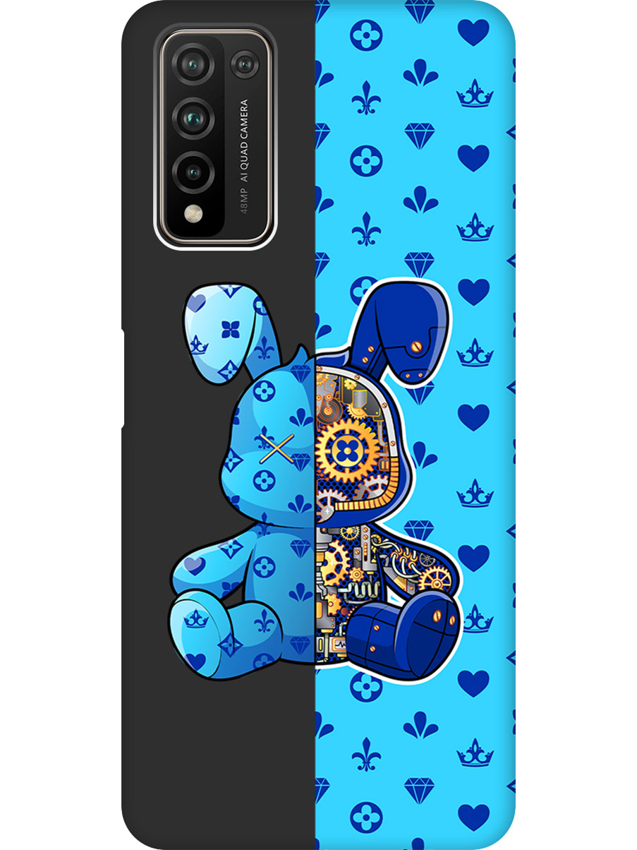 

Силиконовый чехол на Honor 10x Lite с принтом "Голубой Кролик с механизмом" матовый черный, Черный;голубой;синий, 723565571