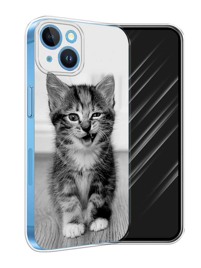 

Чехол Awog на Apple iPhone 15 "Подмигивающий котенок", Черный;серый, 15550-1