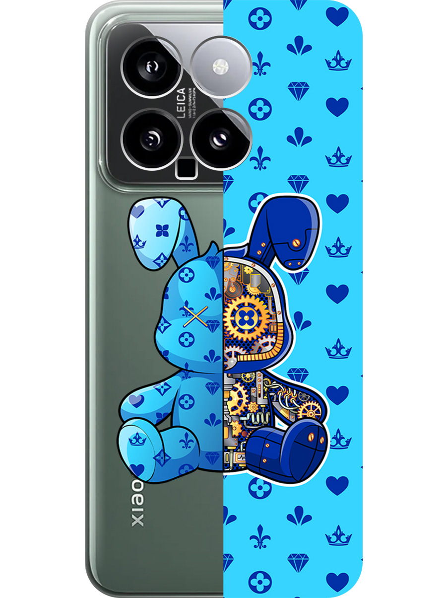 

Силиконовый чехол на Xiaomi 14 с принтом "Голубой Кролик с механизмом", Прозрачный;голубой;синий, 777769971