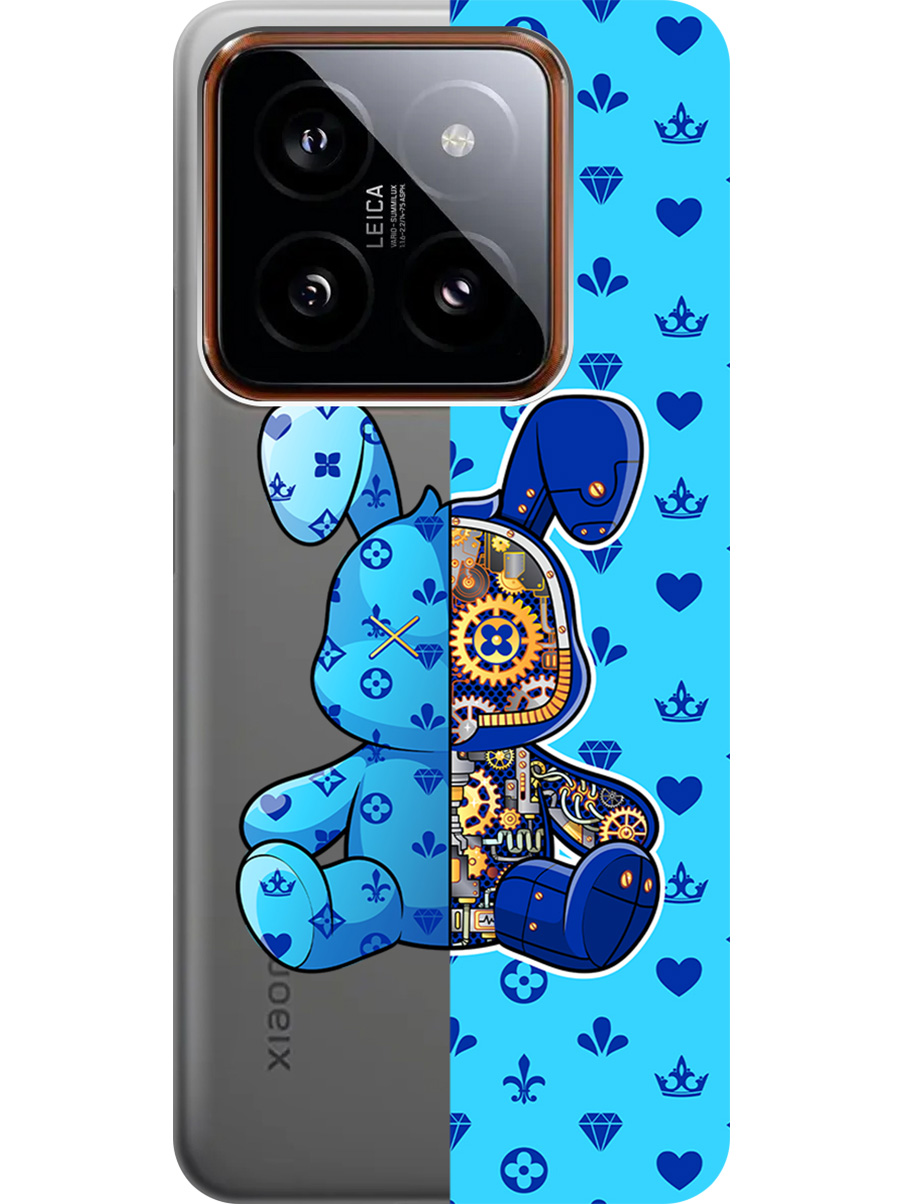 

Силиконовый чехол на Xiaomi 14 Pro с принтом "Голубой Кролик с механизмом", Прозрачный;голубой;синий, 777771071