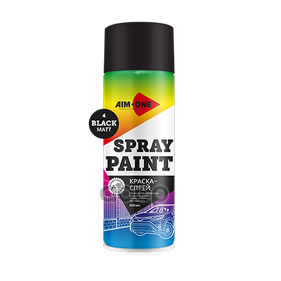 фото Краска-спрей черная матовая aim-one spray paint black matt, sp-mb4, аэрозоль, 450 мл aim-o