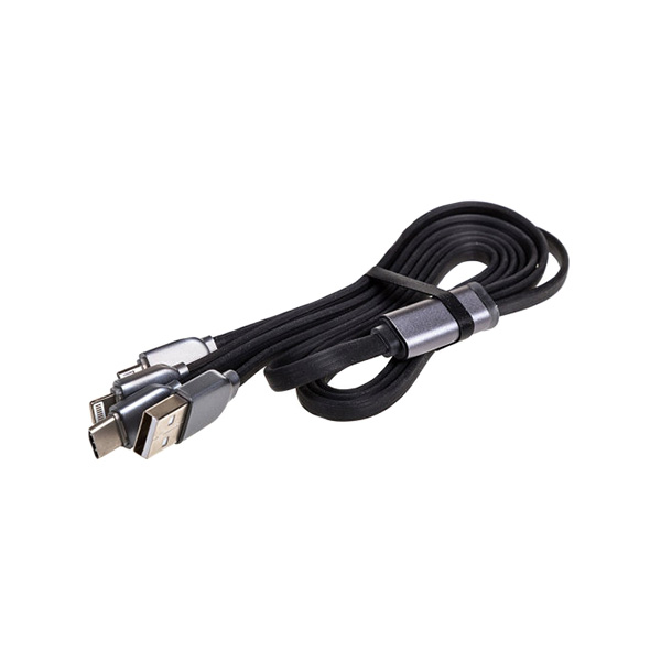 фото Кабель skyway usb - 3в1: microusb, lightning, type-c 3.0а 1м black