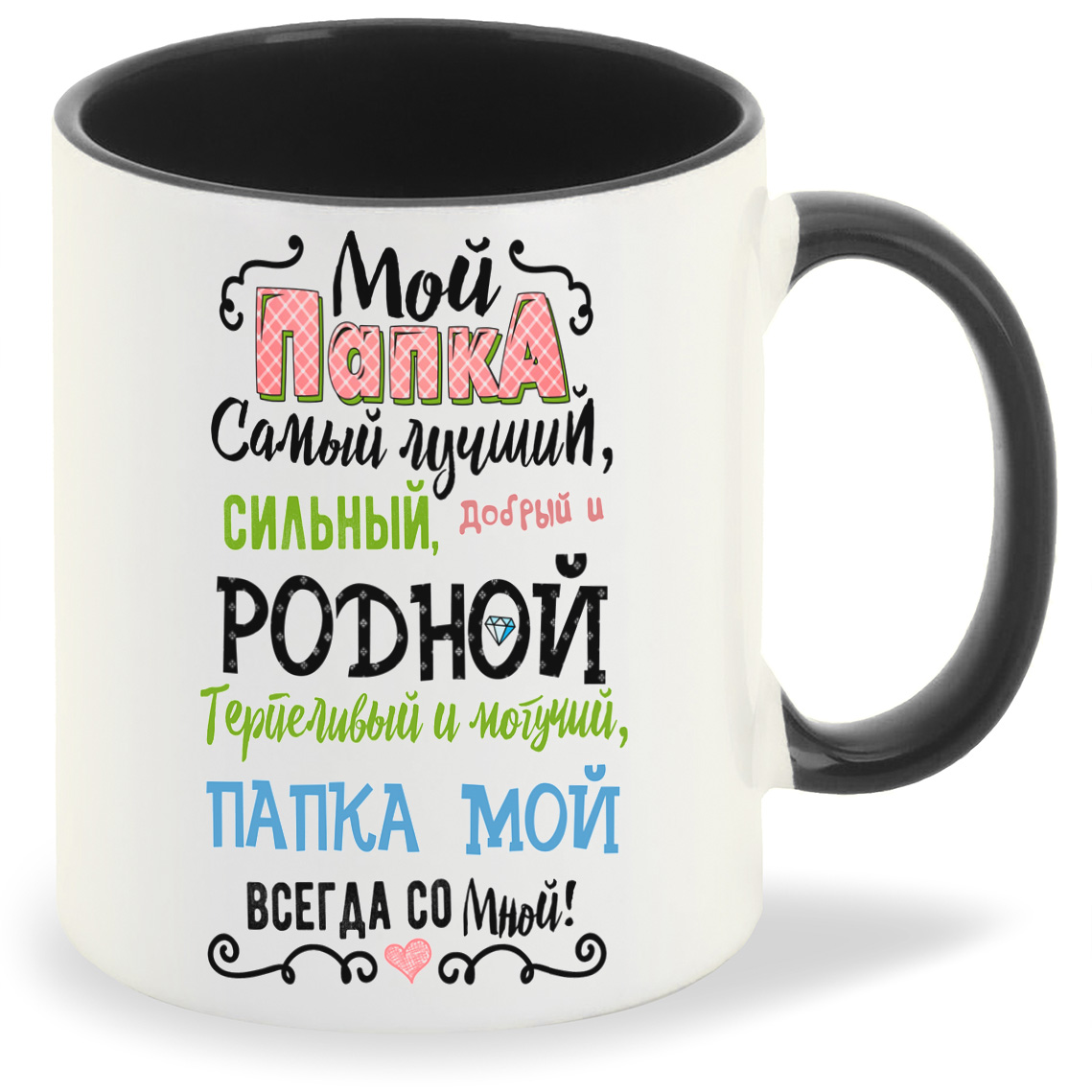 

Кружка CoolPodarok Семья Мой папка самый лучший сильный добрый и родной, Семья Мой папка самый лучший сильный добрый и родной