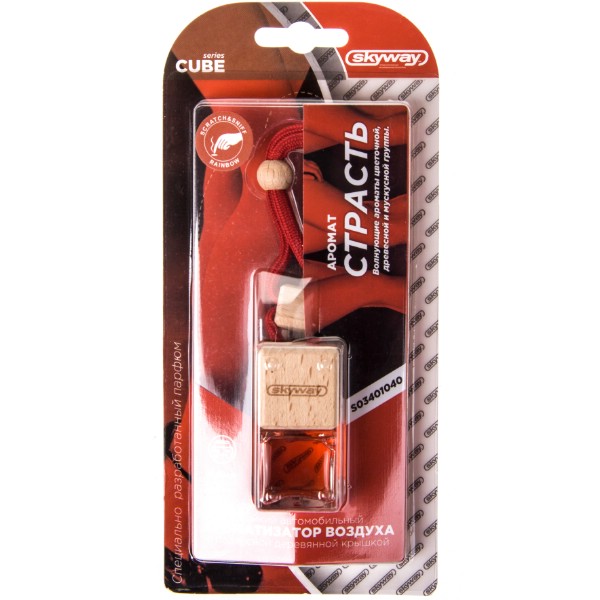 

Ароматизатор подвесной бутылочка с деревянной крышкой CUBE SKYWAY 6.5 мл Страсть