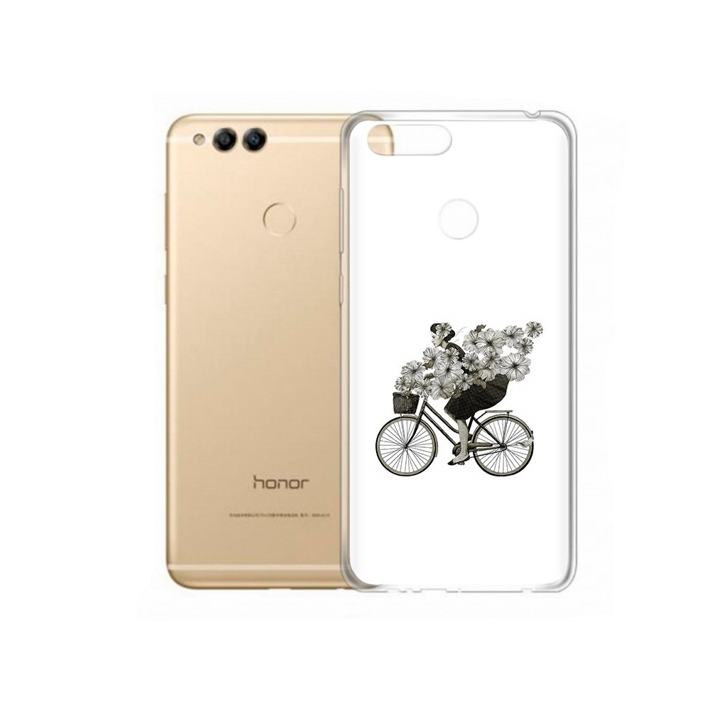 Чехол MyPads Tocco для Huawei 7X девушка на велосипеде с цветами (PT94112.65.307)