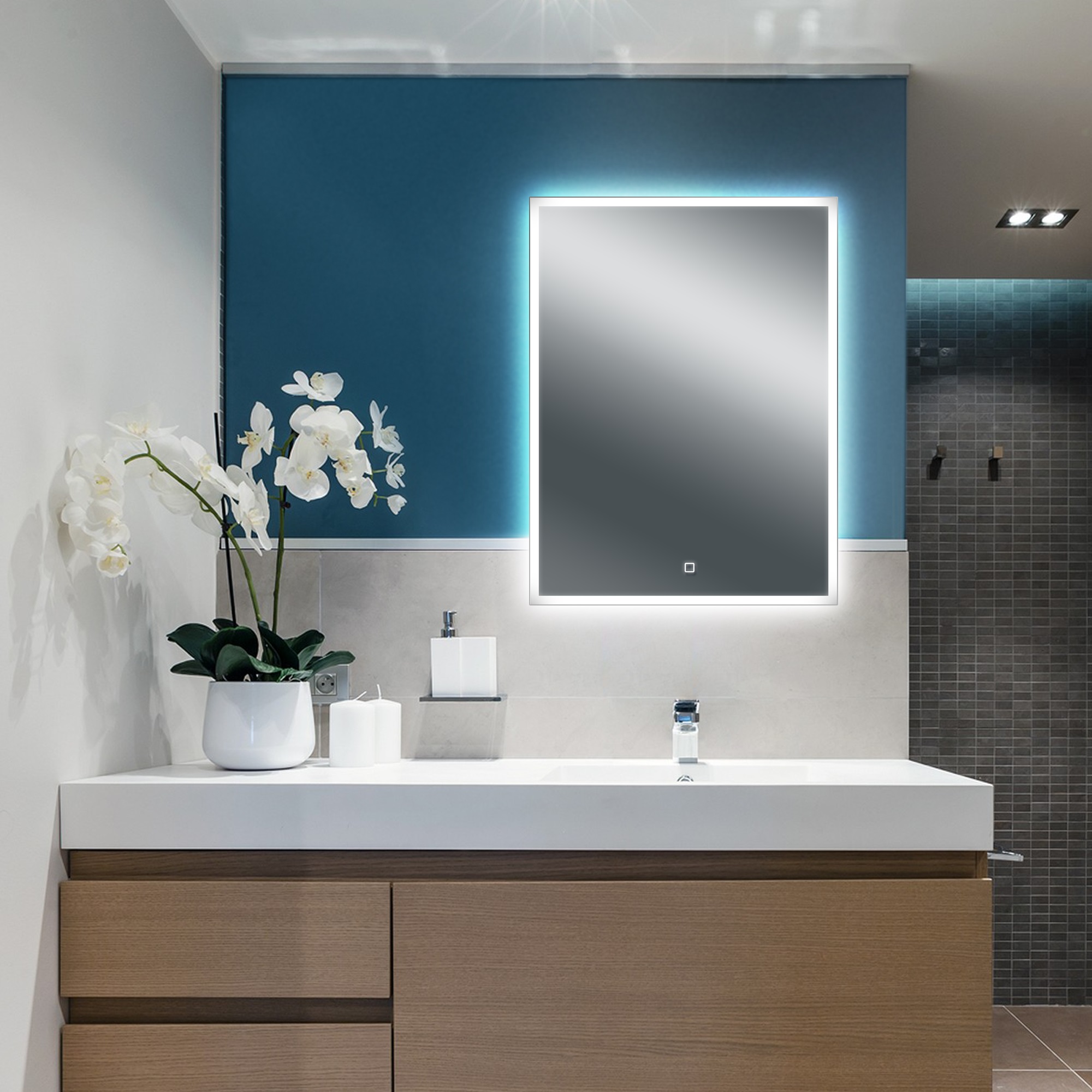 зеркальный шкаф для ванной doratiz лофт 70 2712 114 ватан Зеркало с LED подсветкой Магнолия 600х800 DORATIZ 2611.008