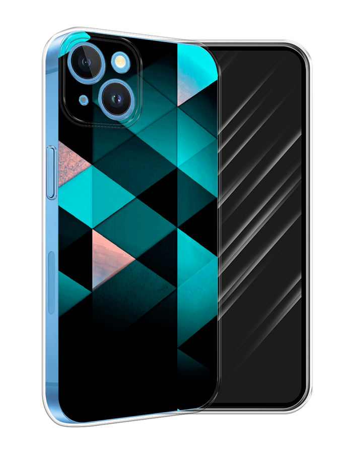 

Чехол Awog на Apple iPhone 15 "Геометрия 16", Бирюзовый;черный, 15550-1