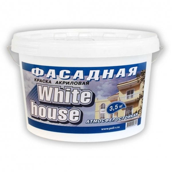 фото Краска вд white house фасадная супербелая 3,5 кг