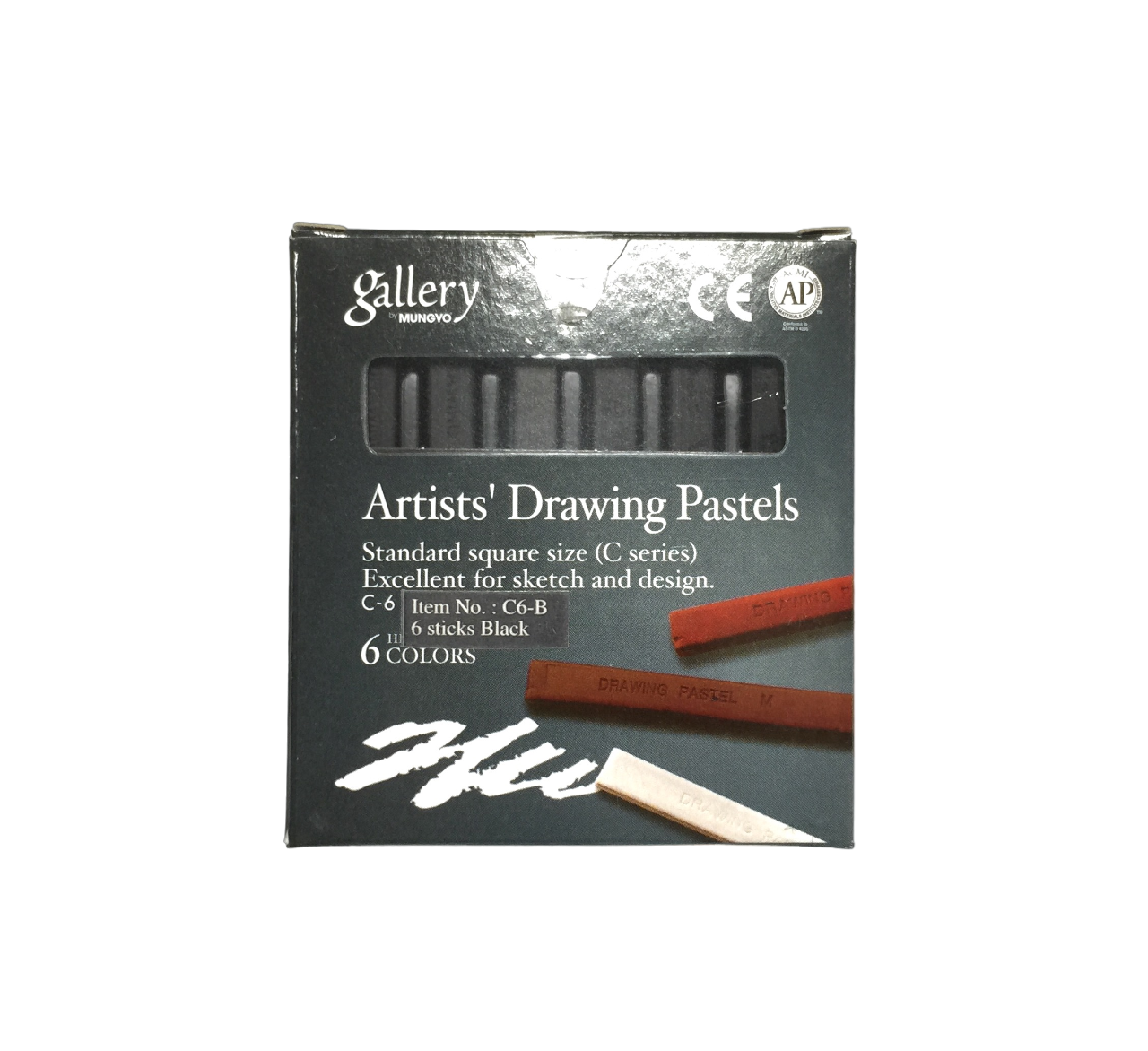 Пастель Mungyo Artists' Drawing Pastels, цвет черный, 6 шт