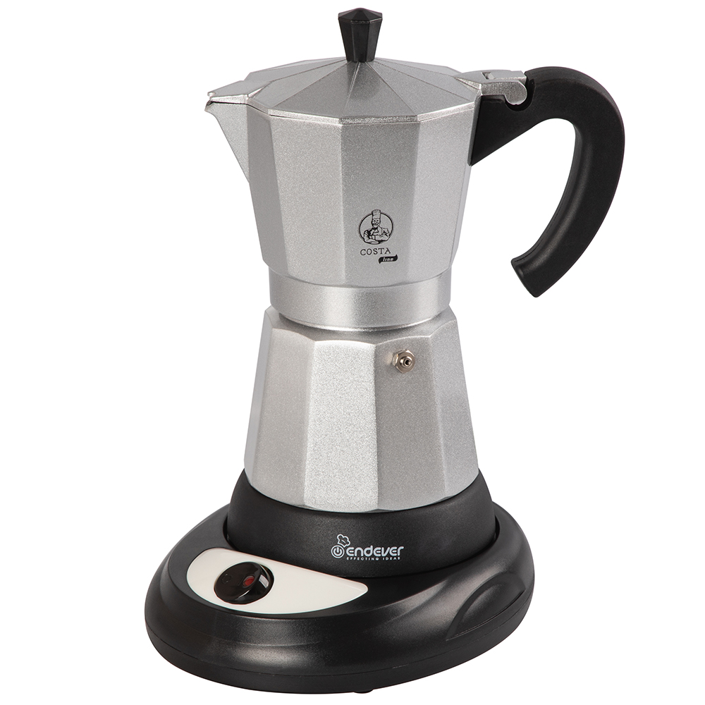 

Электрическая гейзерная кофеварка Endever Costa-1010 Black/Silver, Серебристый;черный, Costa-1010