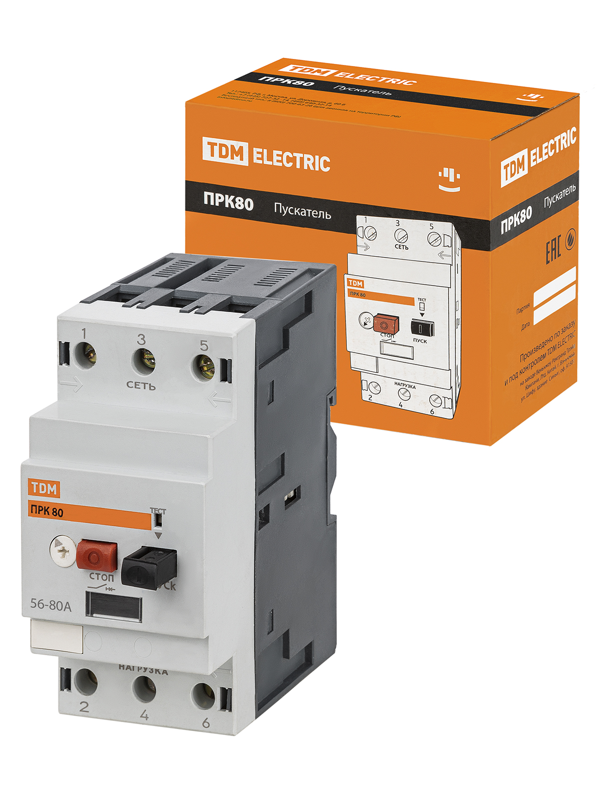 

Пускатель ПРК80-80 In=80A Ir=56-80A Ue 660В TDM SQ0212-0025