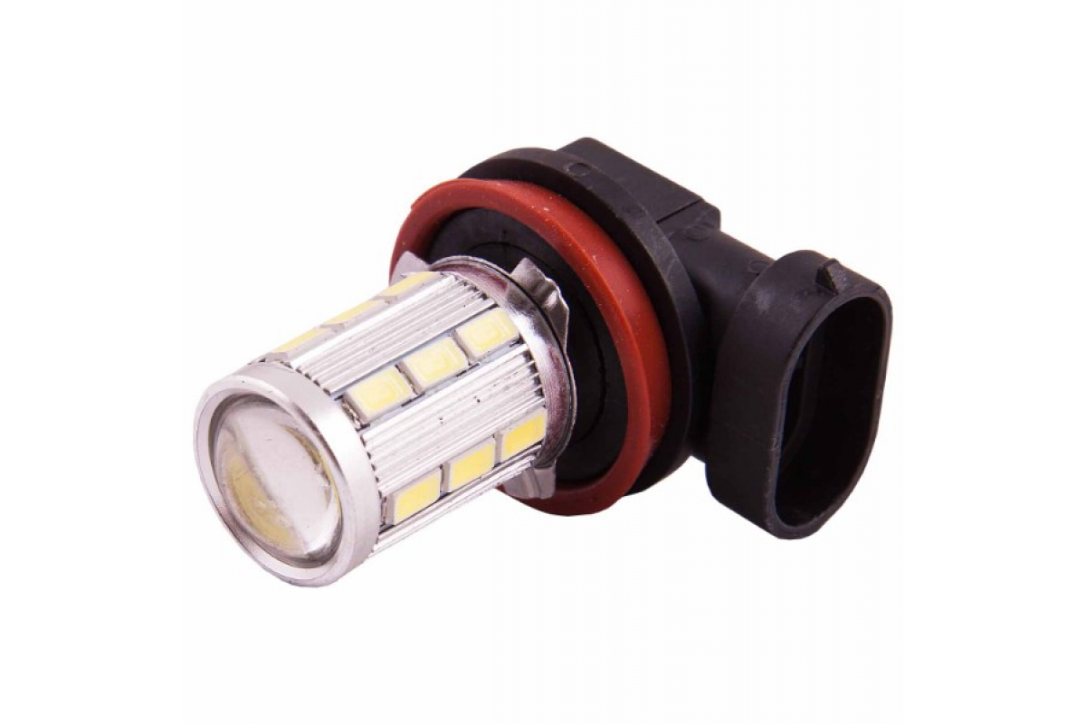 фото Автолампа диод h11 12v 18 smd + 1 hp диоды 1-конт линза белая skyway ближний, дальний