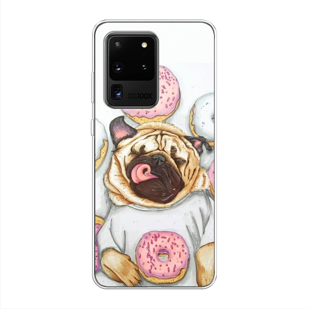 

Чехол на Samsung Galaxy S20 Ultra "Счастливый мопс", Розовый;бежевый;коричневый, 29450-1