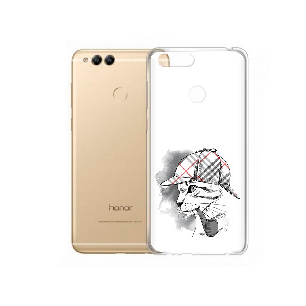 

Чехол MyPads Tocco для Huawei 7X кошка с трубкой (PT94112.65.405), Прозрачный, Tocco