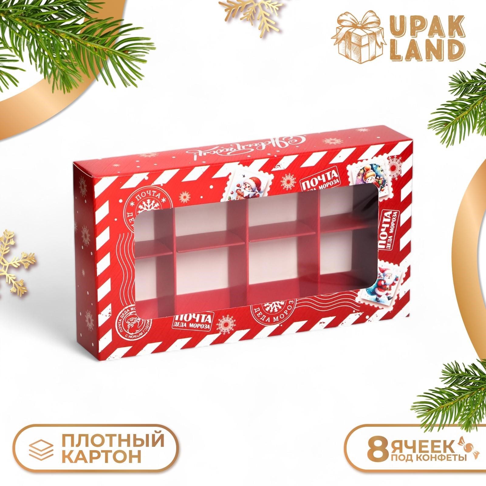 

Новогодняя коробка UPAK LAND под 8 конфет, 9,8 х 17,7 х 3,5 см, 1 шт