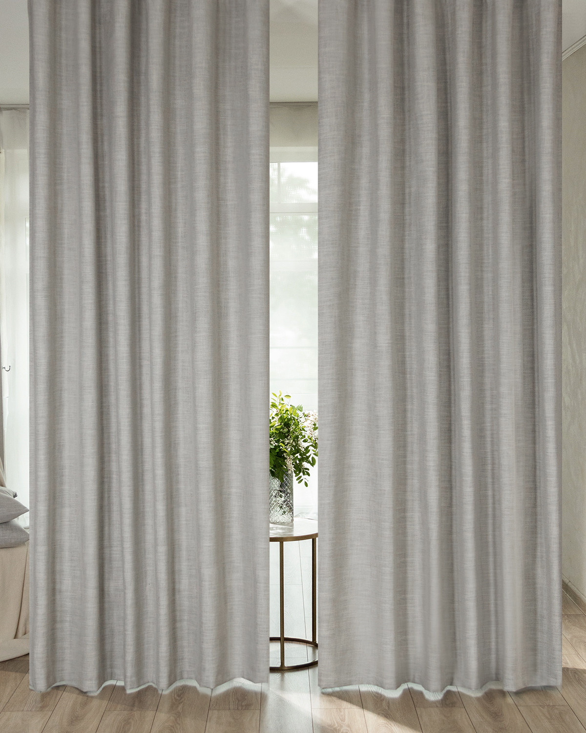 

Шторы 100% блэкаут 400x265 Массимо цвет Серебристый Evrika Home, МАСС