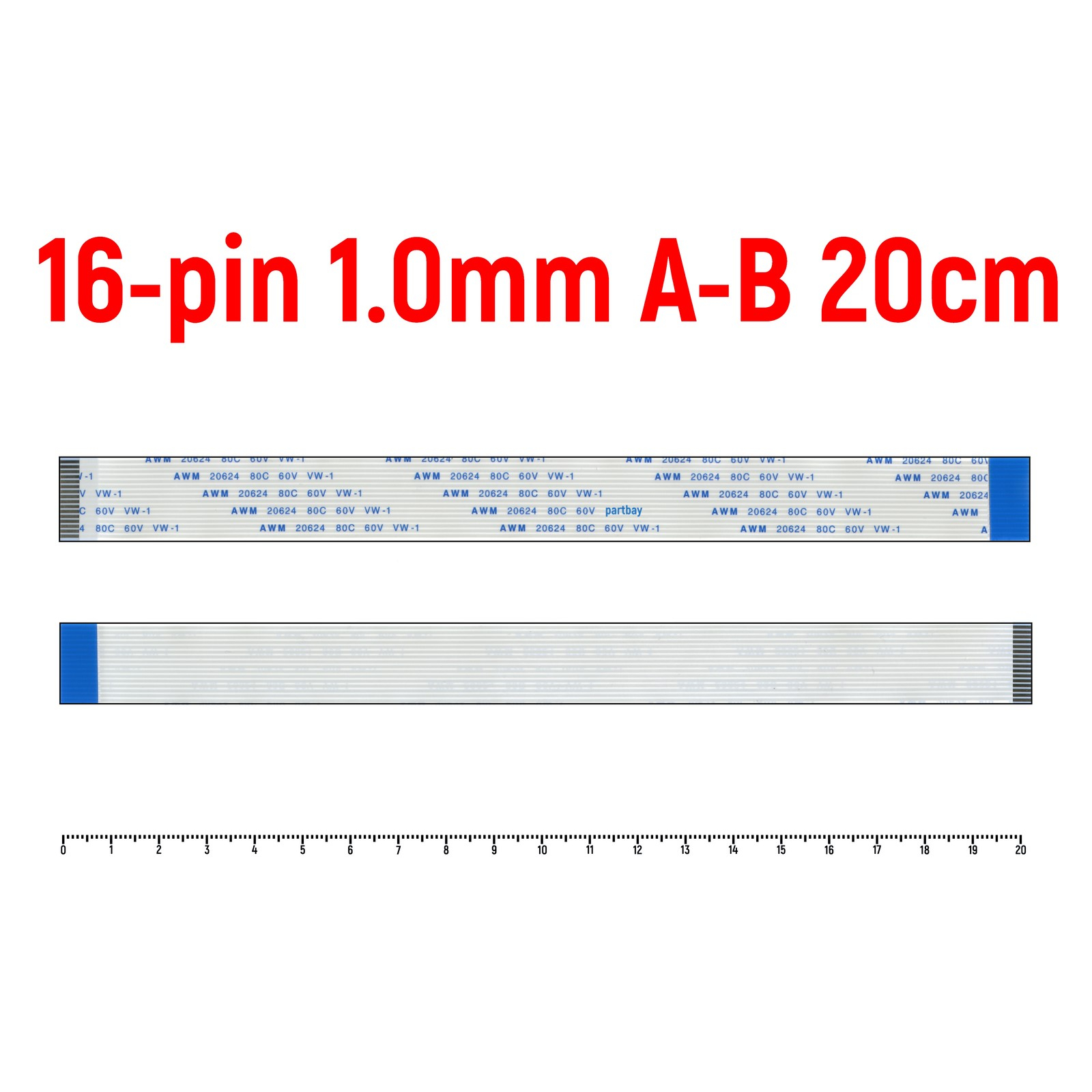 Шлейф FFC 16-pin Шаг 1.0mm Длина 20cm