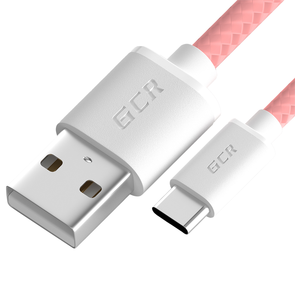 фото Кабель usb type-c - usb gcr gcr-uc11 0.5 м розовый, белый