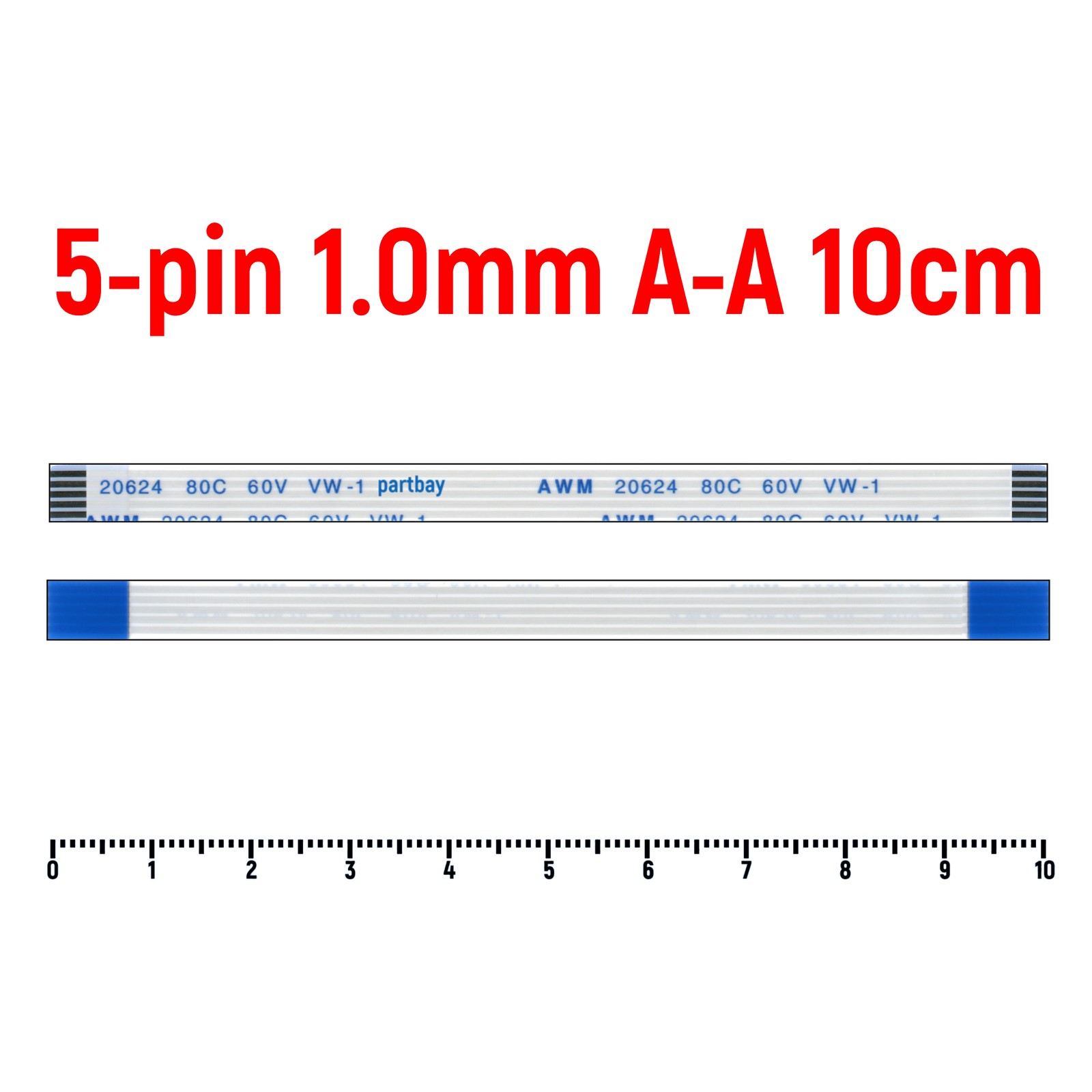 

Шлейф FFC 5-pin Шаг 1.0mm Длина 10cm