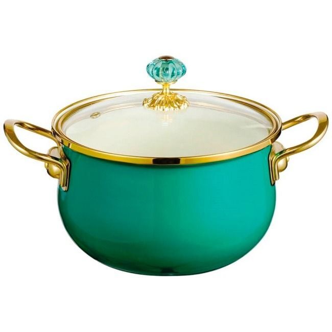 

Кастрюля Zeidan Tiffany Z-80113-01 крышка 6,5 л 24см с трехслойным эмалированным по, Зеленый, Z-80113-01