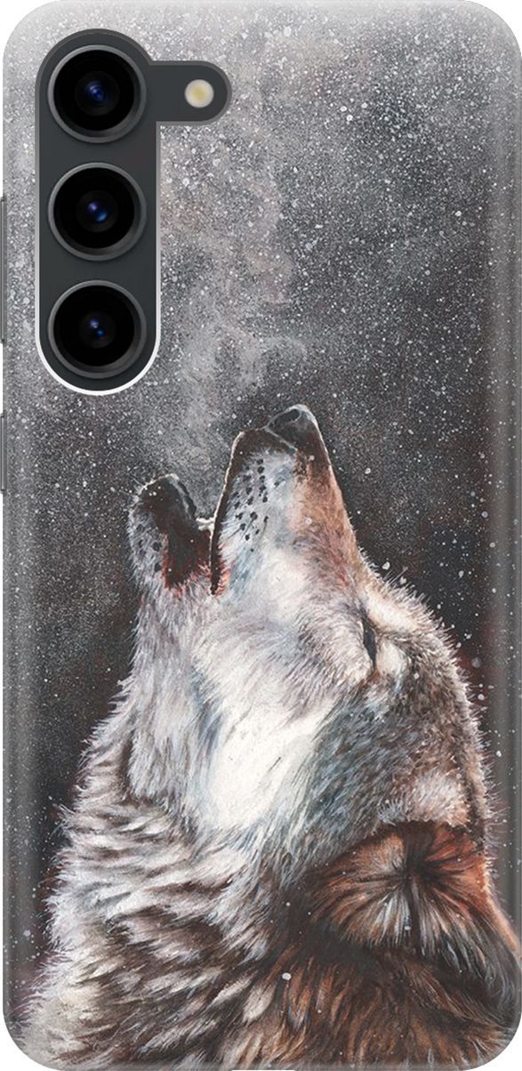 

Силиконовый чехол на Samsung Galaxy S23 с принтом "Морозный волк", Белый;серый, 158293